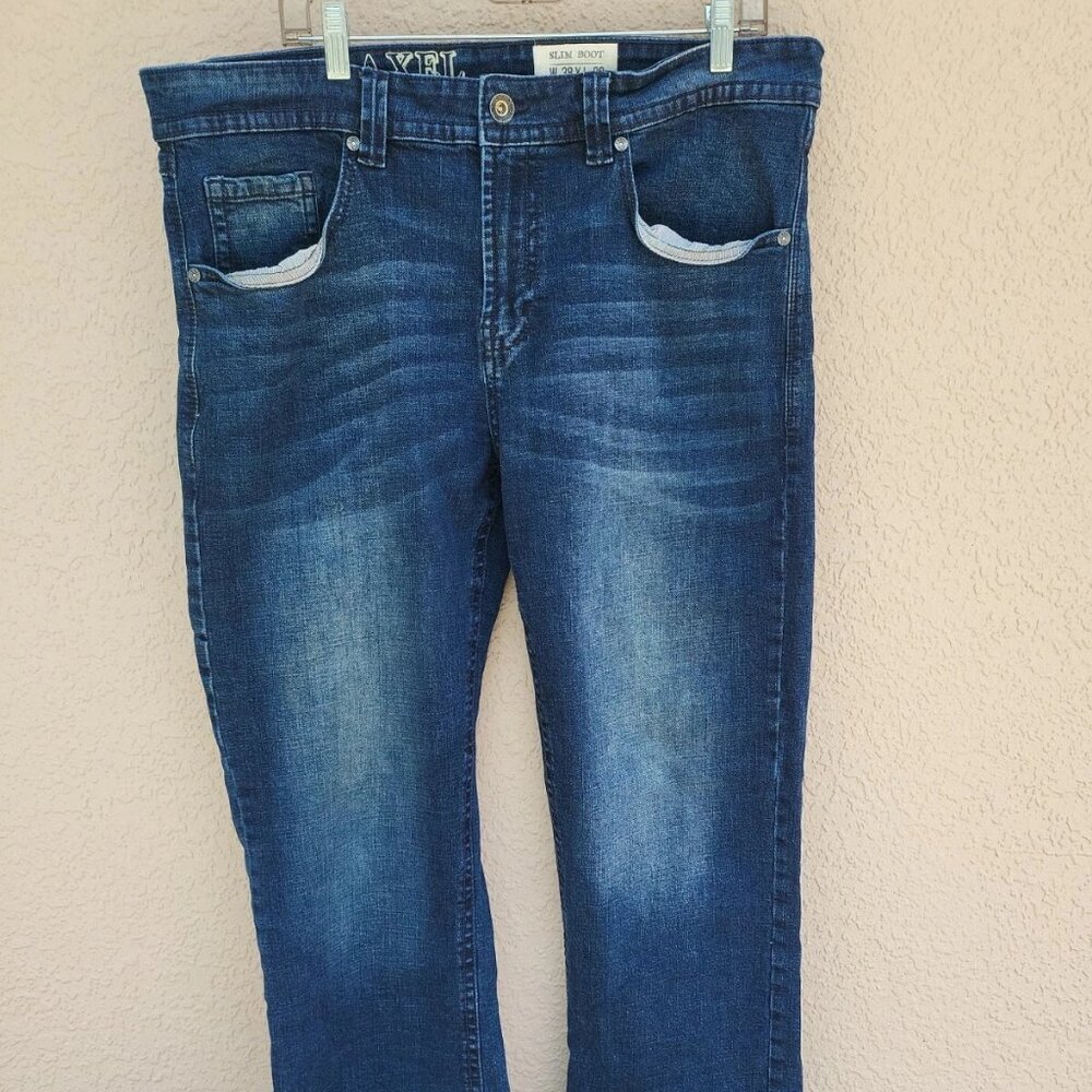 TK Axel Men's Dark Wash Slim Boot Denim Jeans Sz 38x32